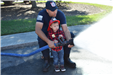 firefighter using fire hose