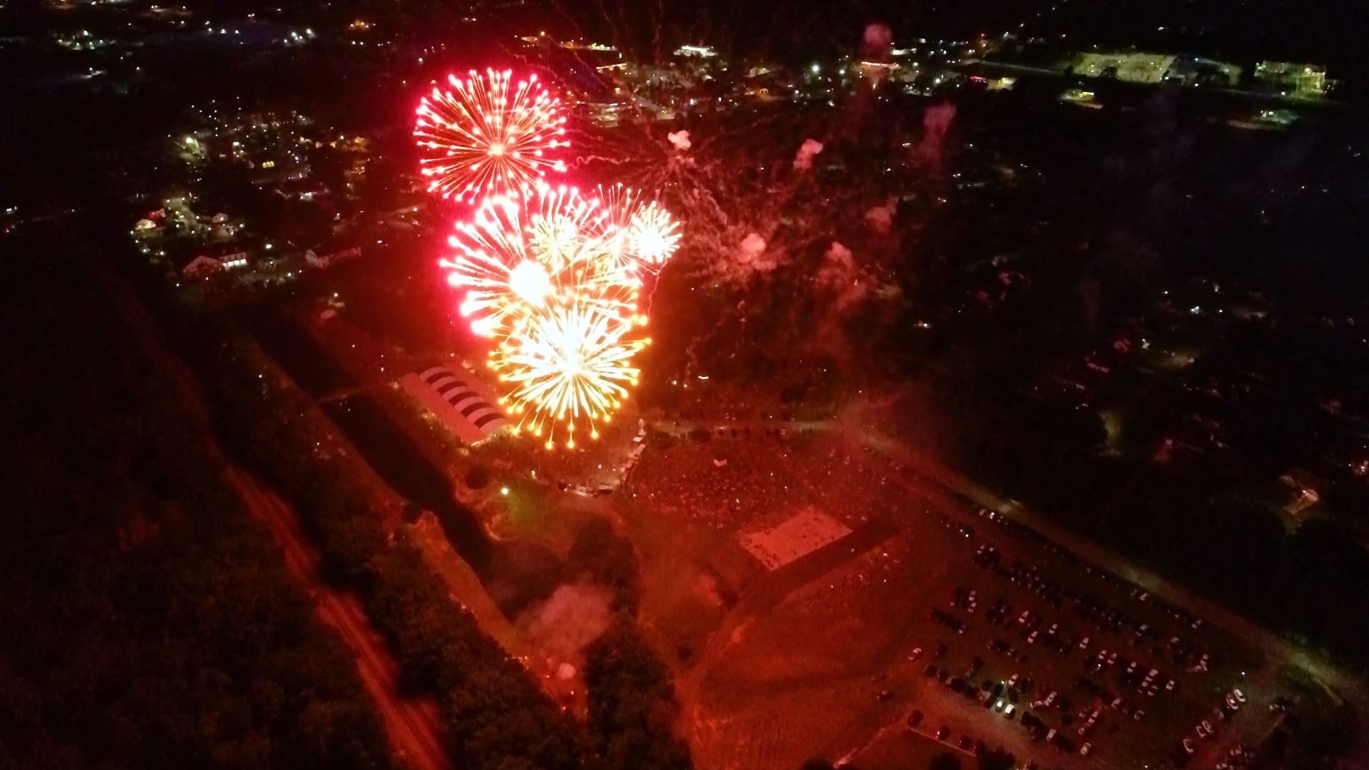 Ariel view of 2019 Richmond Hill Independence Day Fireworks
