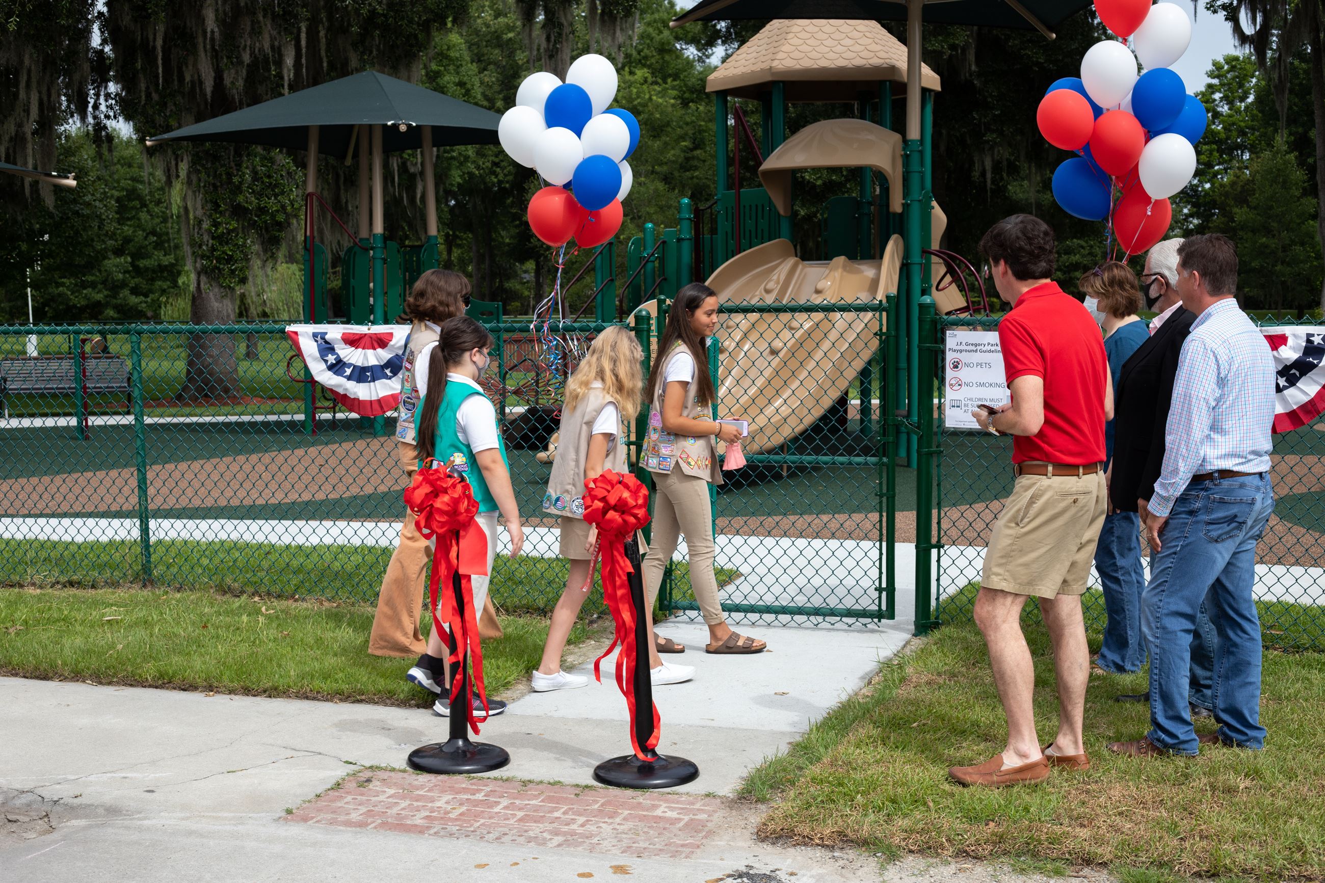 ribbon cutting ceremony for J.F. Gregory Park Playground